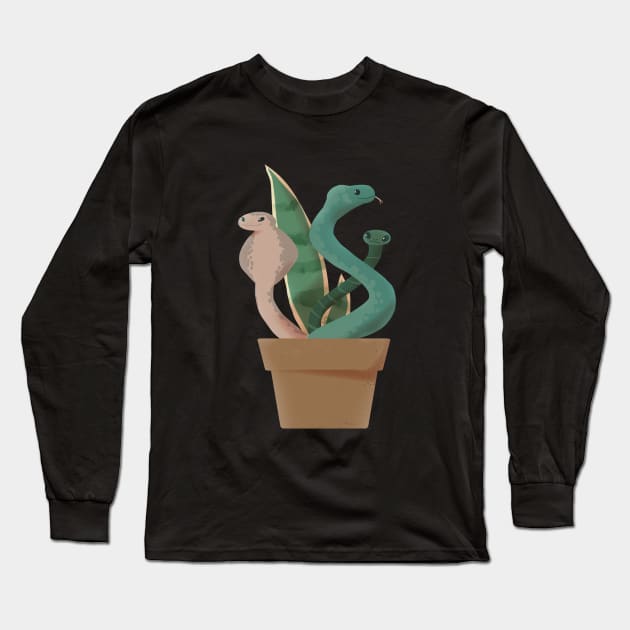 Snake Plant Pun Long Sleeve T-Shirt by yellowpomelo